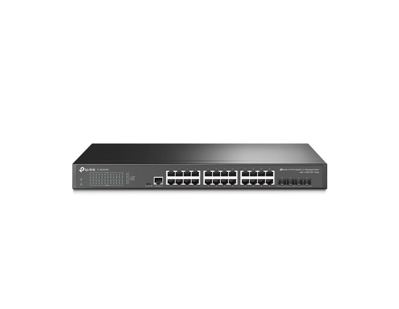 TP-Link Omada JetStream 28-port Gigabit L2+ Smart preklopnik (Switch), 24×G-LAN, 4×10G SFP+, 19" rack-mount
