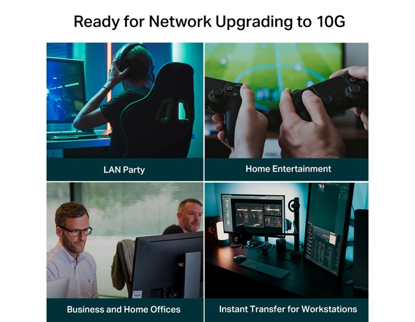 TP-Link 5-Port Multi-gigabit 10G preklopnik (Switch), 5×10G, desktop kućište