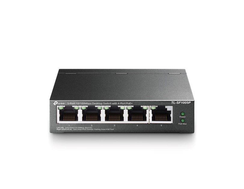 TP-Link 5-port Desktop preklopnik (Switch), 5×10/100M RJ45 ports + 4 PoE ports, metalno kućište (58W)