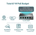 TP-Link 5-port Desktop preklopnik (Switch), 5×10/100M RJ45 ports + 4 PoE ports, metalno kućište (58W)