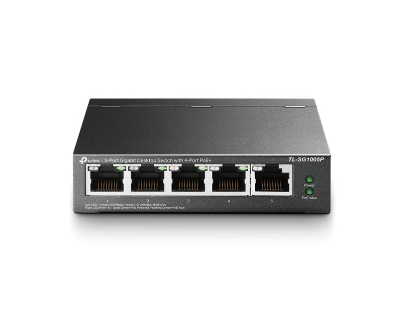 TP-Link 5-port Gigabit PoE preklopnik (Switch), 5×10/100/1000M RJ45 ports, 4×PoE ports, metalno kućište (56W)