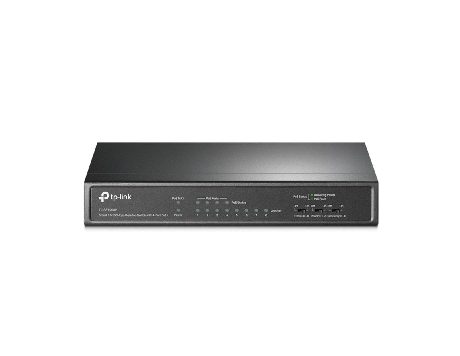 TP-Link 8-port Desktop preklopnik (Switch), 8×10/100M RJ45 ports + 4 PoE ports, metalno kućište (57W)