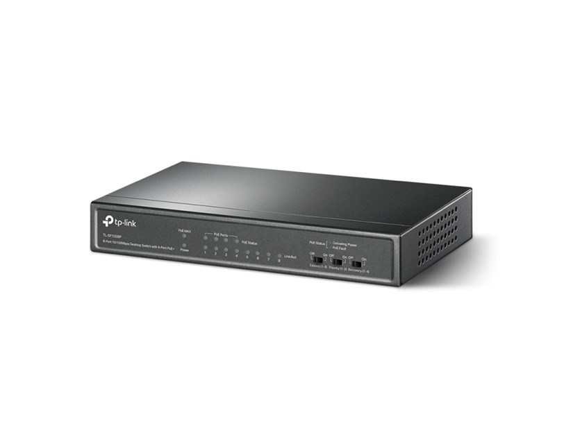 TP-Link 8-port Desktop preklopnik (Switch), 8×10/100M RJ45 ports + 4 PoE ports, metalno kućište (57W)
