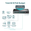 TP-Link 8-port Desktop preklopnik (Switch), 8×10/100M RJ45 ports + 4 PoE ports, metalno kućište (57W)