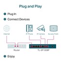 TP-Link 8-port Desktop preklopnik (Switch), 8×10/100M RJ45 ports + 4 PoE ports, metalno kućište (57W)