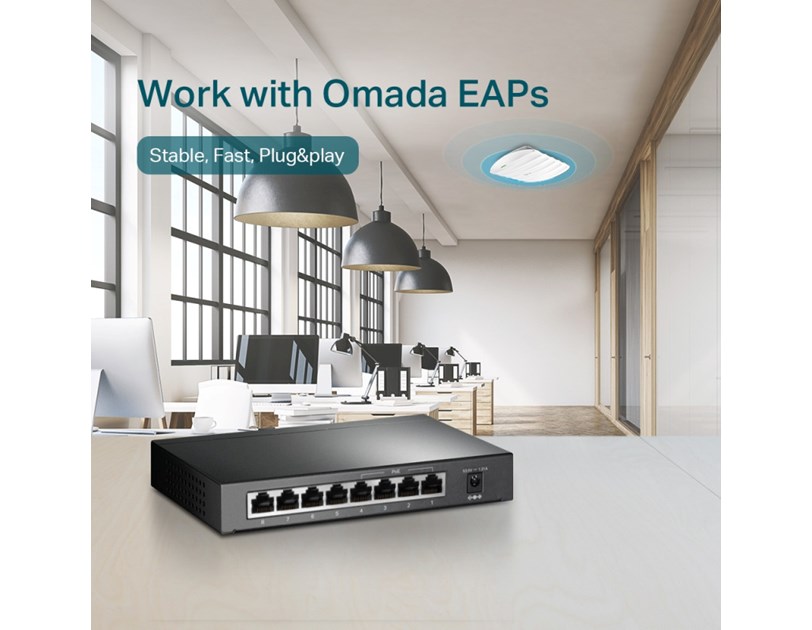 TP-Link 8-port Gigabit PoE preklopnik (Switch), 8×10/100/1000M RJ45 ports, 4×PoE ports, metalno kućište (53W)