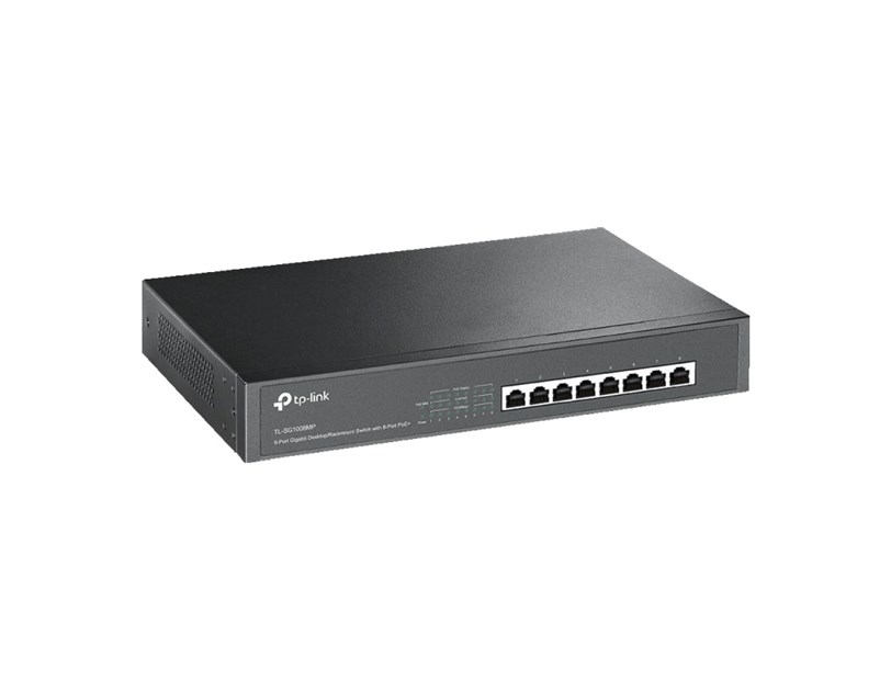 TP-Link 8-port Gigabit PoE+ preklopnik (Switch), 8×10/100/1000M RJ45 PoE ports, 802.3af/at, metalno kućište, 1U 13" (153W)