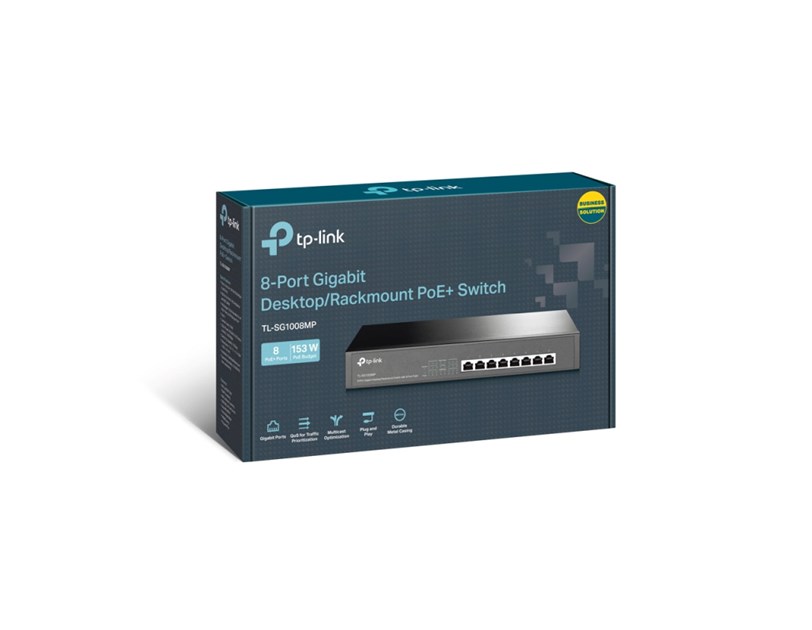 TP-Link 8-port Gigabit PoE+ preklopnik (Switch), 8×10/100/1000M RJ45 PoE ports, 802.3af/at, metalno kućište, 1U 13" (153W)