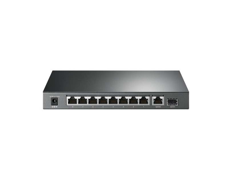 TP-Link 10-port Gigabit PoE preklopnik (Switch), 8×10/100/1000M RJ45 PoE+ ports, 1×G-LAN, 1×SFP, metalno kućište (63W)