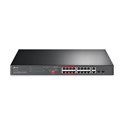 TP-Link 16-port Desktop PoE+ preklopnik (Switch), 16×10/100M RJ45 PoE, 2×10/100/1000M RJ45, 2×SFP Gigabit Combo, metalno kućište (194W)