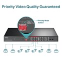 TP-Link 16-port Desktop PoE+ preklopnik (Switch), 16×10/100M RJ45 PoE, 2×10/100/1000M RJ45, 2×SFP Gigabit Combo, metalno kućište (194W)