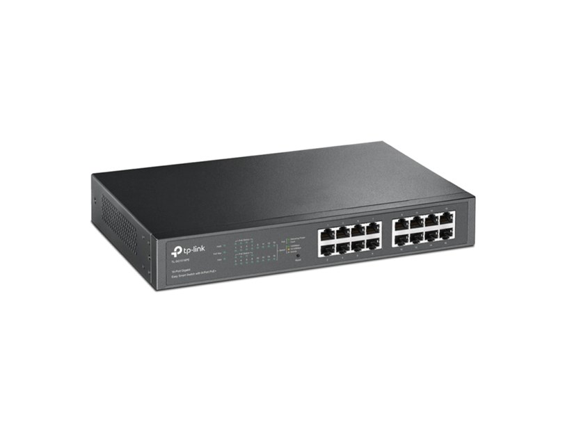 TP-Link 16-port Gigabit Easy Smart Desktop/Rackmount PoE+ preklopnik (Switch), 16×10/100/1000M RJ45 ports, 8×PoE+ ports, metalno kućište