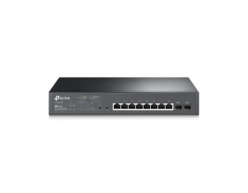 TP-Link Omada JetStream 10-port Gigabit PoE+ Smart preklopnik (Switch), 8×10/100/1000M RJ45 ports + 2×SFP ports (150W)