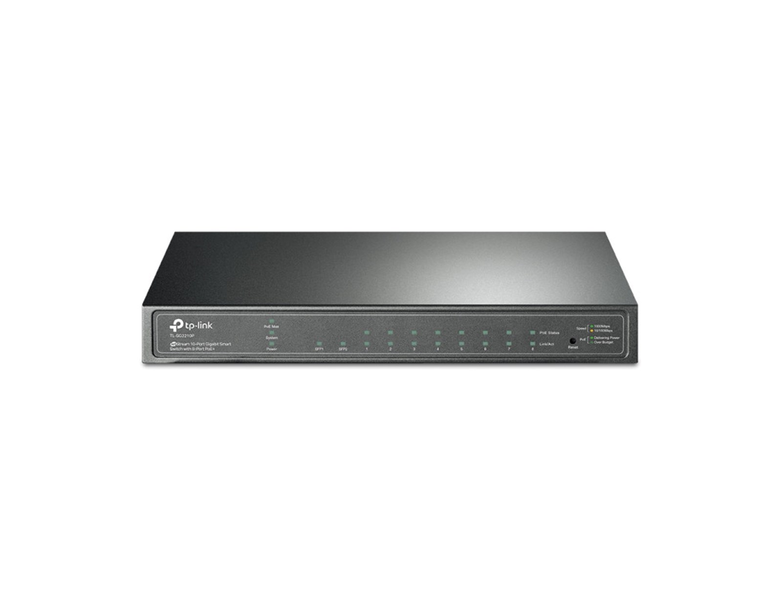 TP-Link 10-port Gigabit PoE+ Smart preklopnik (Switch), 8×10/100/1000M RJ45 ports + 2×SFP ports, metalno kućište (61W)