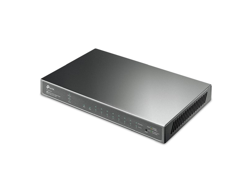 TP-Link 10-port Gigabit PoE+ Smart preklopnik (Switch), 8×10/100/1000M RJ45 ports + 2×SFP ports, metalno kućište (61W)