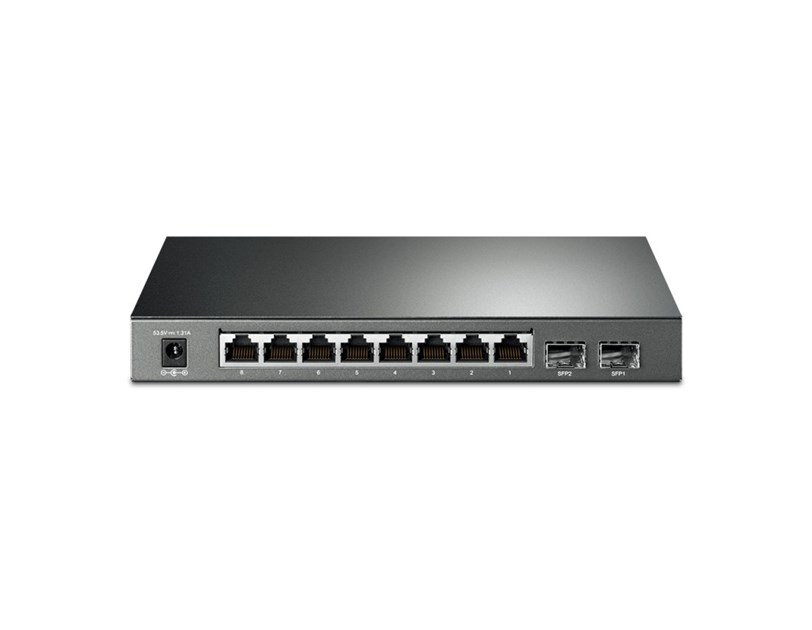 TP-Link 10-port Gigabit PoE+ Smart preklopnik (Switch), 8×10/100/1000M RJ45 ports + 2×SFP ports, metalno kućište (61W)