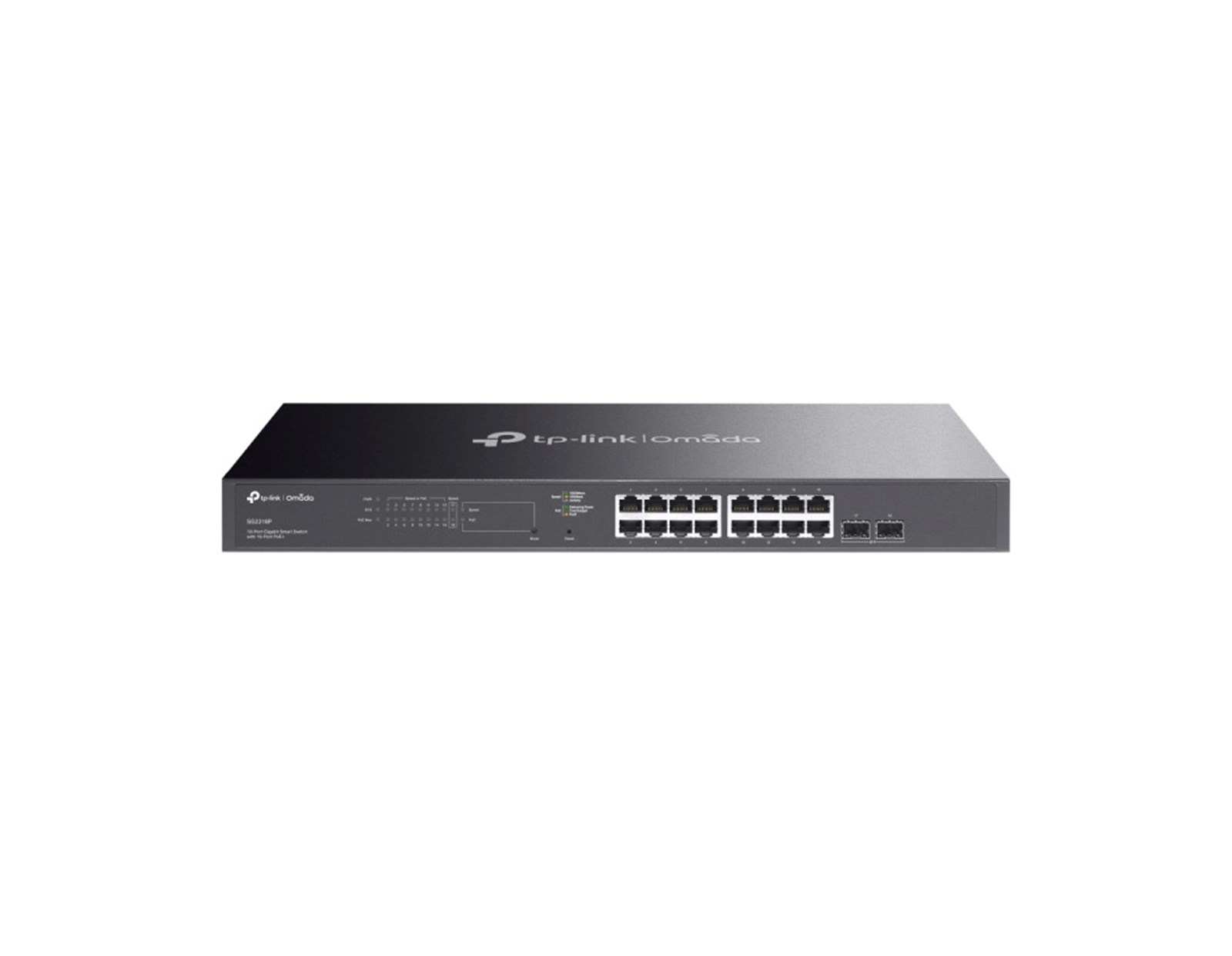 TP-Link Omada JetStream 18-port Gigabit PoE+ upravljiv preklopnik (Switch), 16×G-LAN PoE+, 2×SFP Gigabit, IPv6, 1U 19" rack-mount kućište (150W)