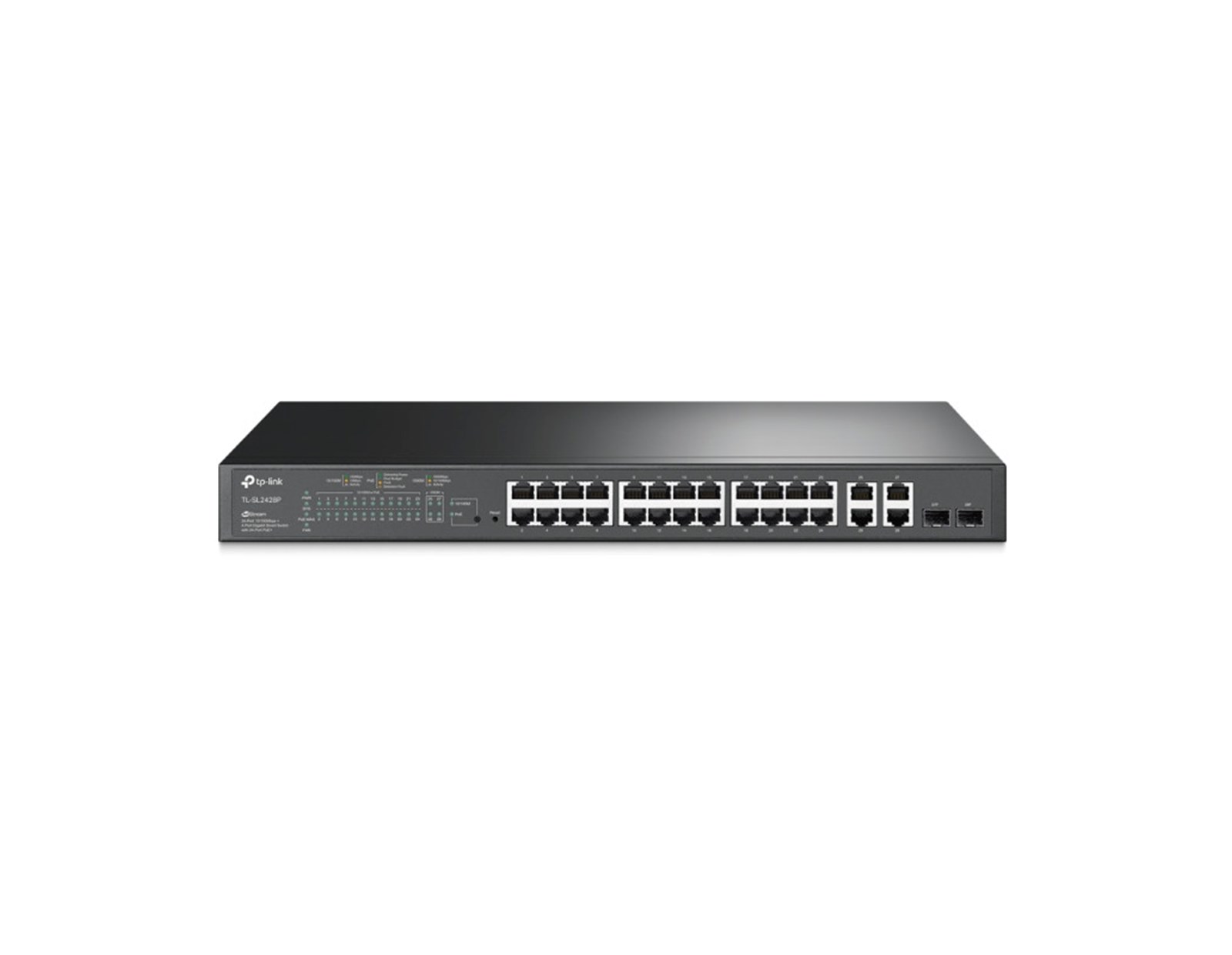 TP-Link Omada JetStream 24-Port PoE+ Smart preklopnik (Switch), 24×10/100M, 2×G-LAN, 2×G SFP, 1U 19" rackmount (250W)
