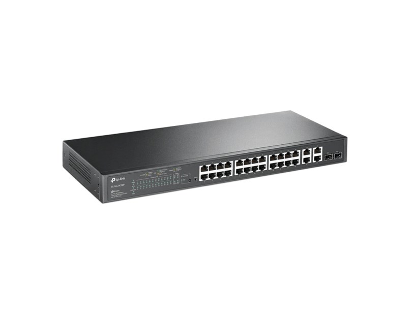 TP-Link Omada JetStream 24-Port PoE+ Smart preklopnik (Switch), 24×10/100M, 2×G-LAN, 2×G SFP, 1U 19" rackmount (250W)