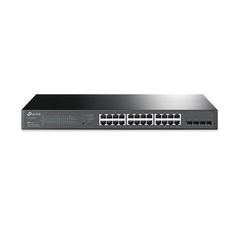 TP-Link Omada JetStream 24-port Gigabit L2 PoE+ Smart preklopnik (Switch), 24×10/100/1000M RJ45 port, 4×Gbit SFP, 802.3at/af, 19" 1U rack mount (250W)