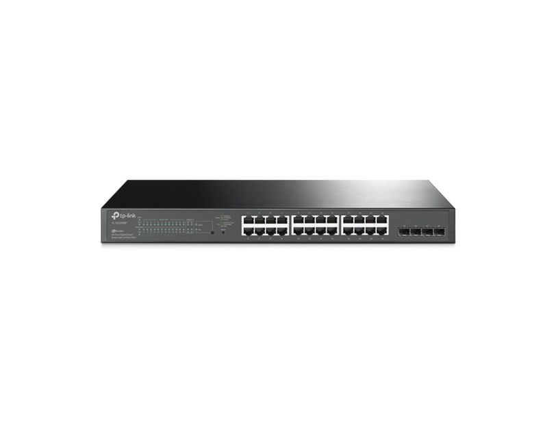 TP-Link Omada JetStream 24-port Gigabit L2 PoE+ Smart preklopnik (Switch), 24×10/100/1000M RJ45 port, 4×Gbit SFP, 802.3at/af, 19" 1U rack mount (250W)