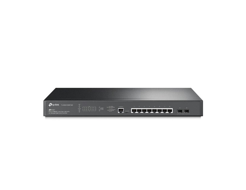 TP-Link Omada JetStream 8-port 2.5Gbit L2+ upravljiv PoE+ preklopnik (Switch), 8×2.5G RJ45 PoE+, 2×10G SFP+, RJ45/Micro-USB Console port, 1U 19" rack mount (240W)