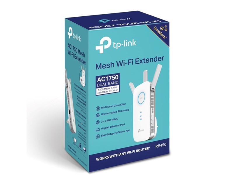 TP-Link AC1750 bežični pojačivač dometa (Range Extender), Dual Band 450Mbps/1300Mbps (2.4GHz/5GHz), 802.11ac/a/b/g/n, 1×G-LAN, Range extender mod, 3×fiksna antena