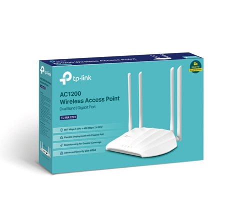 TP-Link AC1200 bežična pristupna točka (Dual-Band AP) 300Mbps/867Mbps (2.4GHz/5GHz), 802.11ac/a/n/g/b, Pasivni PoE, 1×GLAN, 4×fiksne antene