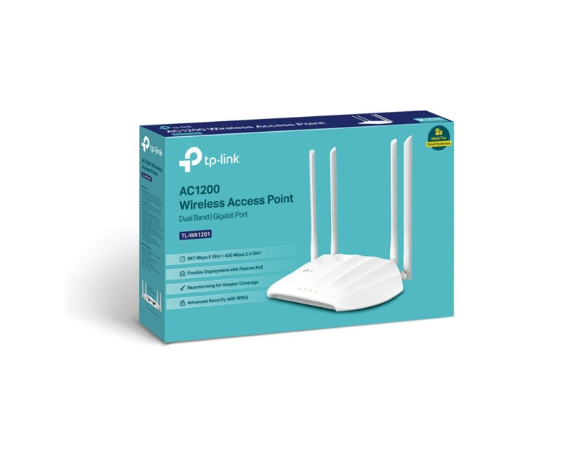 TP-Link AC1200 bežična pristupna točka (Dual-Band AP) 300Mbps/867Mbps (2.4GHz/5GHz), 802.11ac/a/n/g/b, Pasivni PoE, 1×GLAN, 4×fiksne antene