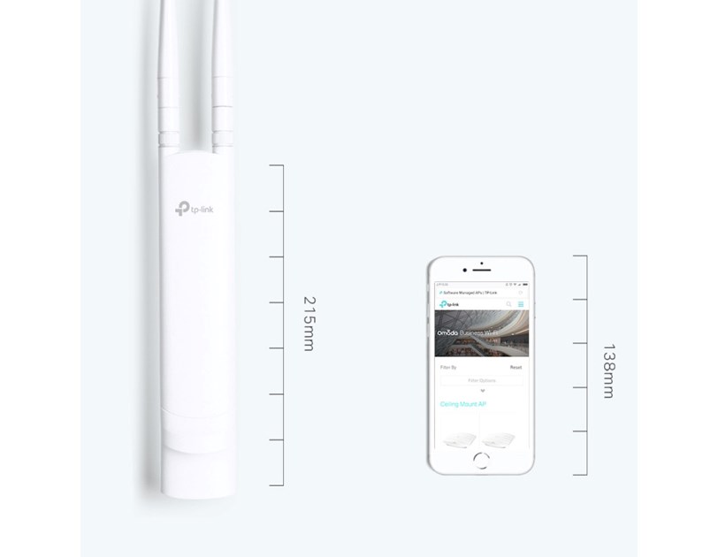 TP-Link Omada bežična pristupna točka zidna/stropna vanjska (AP) 300Mbps (2.4GHz), LAN, 802.11b/g/n, podrška za Pasive PoE, 5dBi vanjska Omni antena, IP65