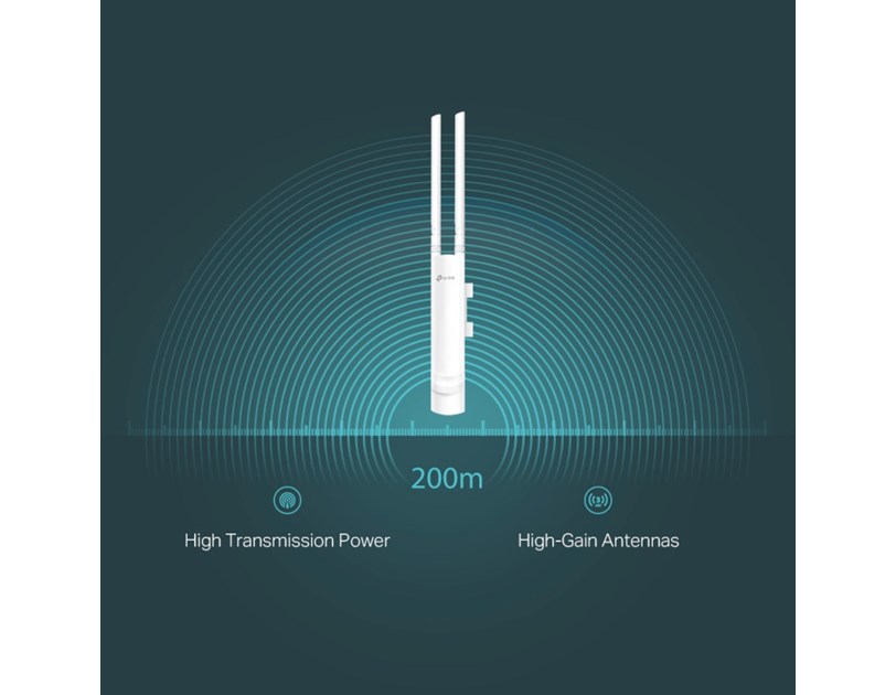 TP-Link Omada bežična pristupna točka zidna/stropna vanjska (AP) 300Mbps (2.4GHz), LAN, 802.11b/g/n, podrška za Pasive PoE, 5dBi vanjska Omni antena, IP65