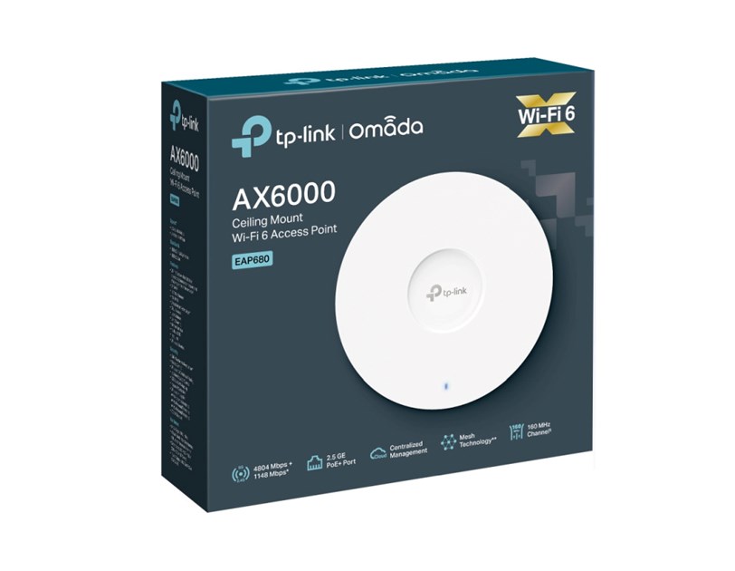 TP-Link Omada AX6000 bežična pristupna točka zidna/stropna 4804 Mbps on 5GHz + 1148 Mbps on 2.4 GHz /160 MHz Channel/2.5 Gbps Ethernet port