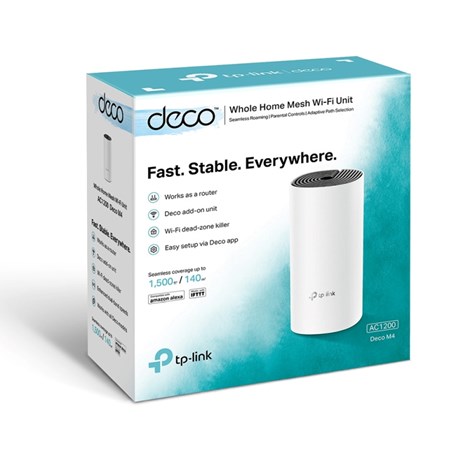 TP-Link AC1200 Deco M4 (1 pack) Mesh Wi-Fi, Dual-Band 300Mbps/867Mbps (2.4GHz/5GHz), 2×GLAN, 2×interna antena, Deco App