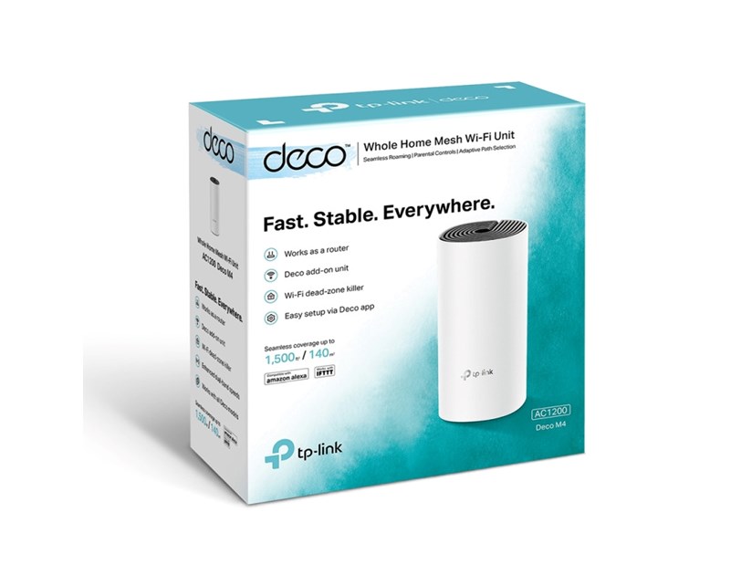TP-Link AC1200 Deco M4 (1 pack) Mesh Wi-Fi, Dual-Band 300Mbps/867Mbps (2.4GHz/5GHz), 2×GLAN, 2×interna antena, Deco App