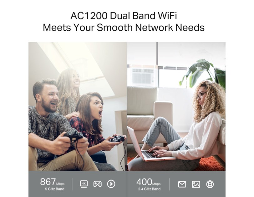 TP-Link AC1200 Archer C64 bežični usmjerivač (Dual-Band Gigabit Router) 400Mbps/867Mbps (2.4GHz/5GHz), 802.11a/b/g/n/ac,  1×G-WAN, 4×G-LAN, 4 antene 