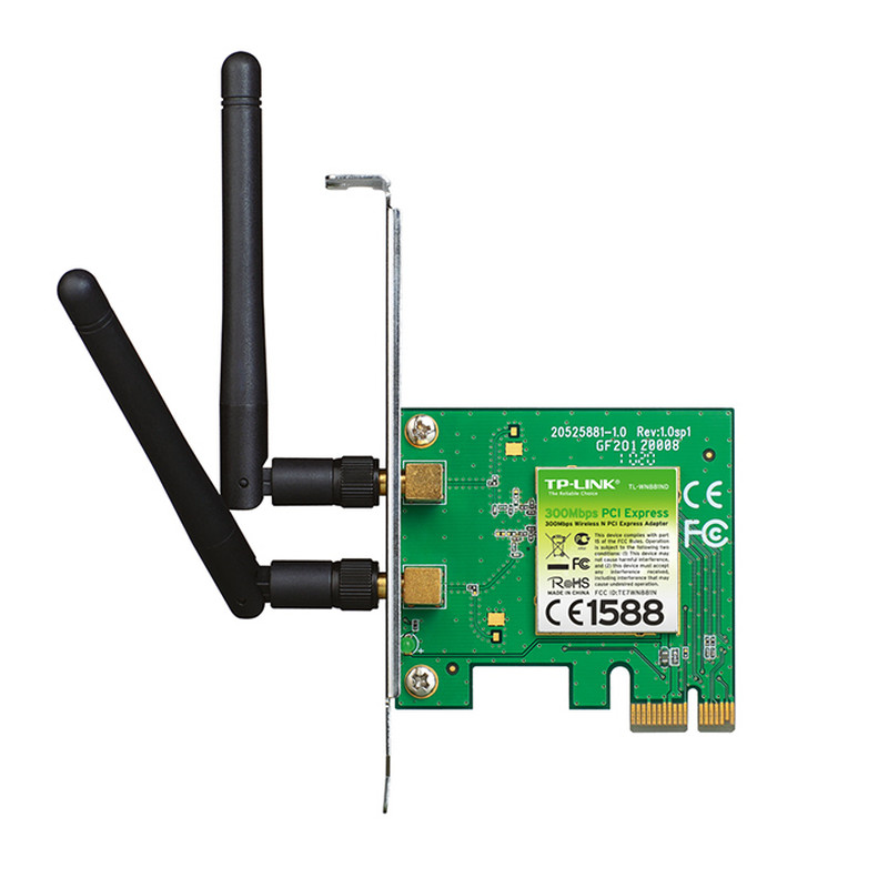 TP-Link bežični PCIe adapter 300Mbps (2.4GHz), 802.11n/g/b, 2× odvojiva anten...
