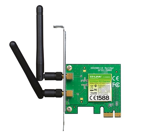 TP-Link bežični PCIe adapter 300Mbps (2.4GHz), 802.11n/g/b, 2× odvojiva antena, Low profile