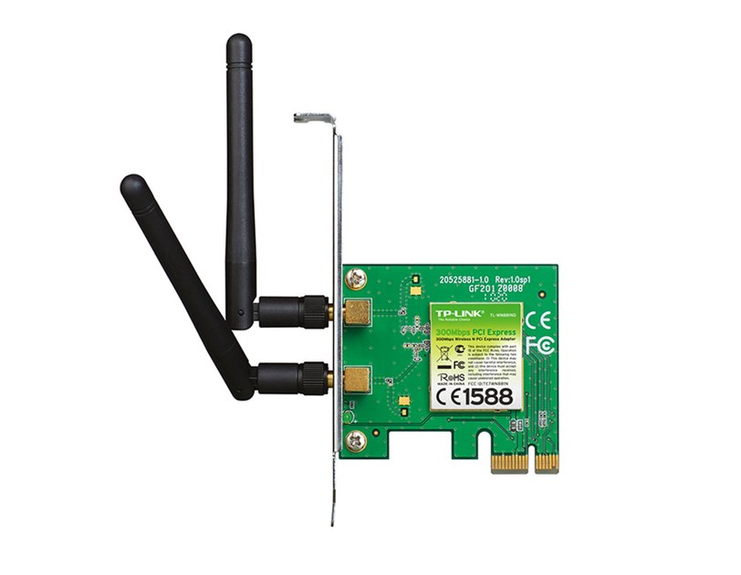 TP-Link bežični PCIe adapter 300Mbps (2.4GHz), 802.11n/g/b, 2× odvojiva antena, Low profile