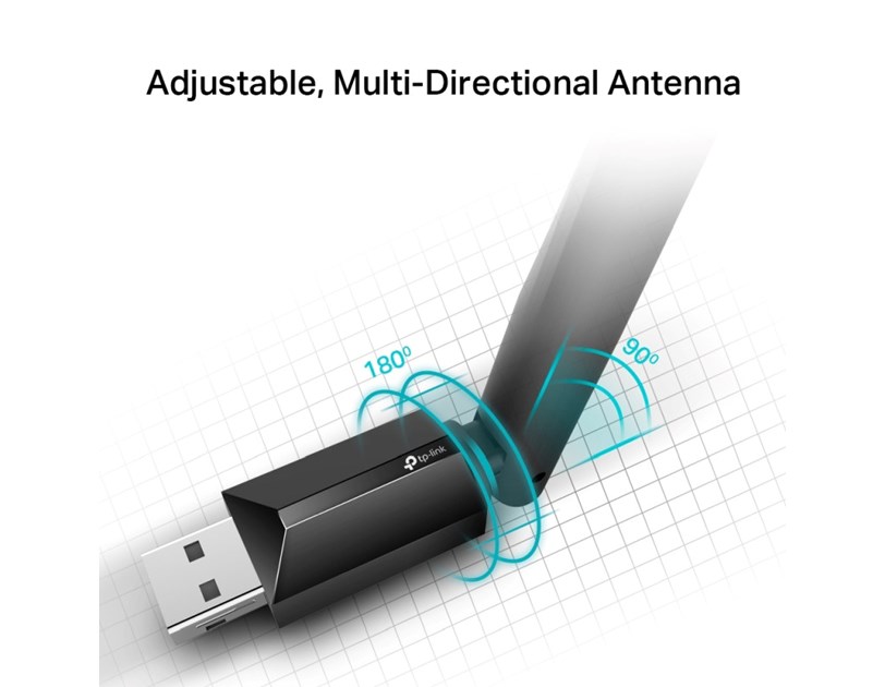 TP-Link AC600 Archer T2U Plus bežični High-Gain Dual-Band USB adapter 200Mbps/433Mbps (2.4GHz/5GHz), 802.11a/b/g/n/ac, 5dBi antena