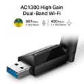 TP-Link AC1300 Archer T3U Plus bežični High-Gain Dual-Band USB3.0 adapter 400Mbps/867Mbps (2.4GHz/5GHz), 802.11a/b/g/n/ac, 2×antena