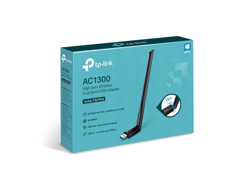 TP-Link AC1300 Archer T3U Plus bežični High-Gain Dual-Band USB3.0 adapter 400Mbps/867Mbps (2.4GHz/5GHz), 802.11a/b/g/n/ac, 2×antena
