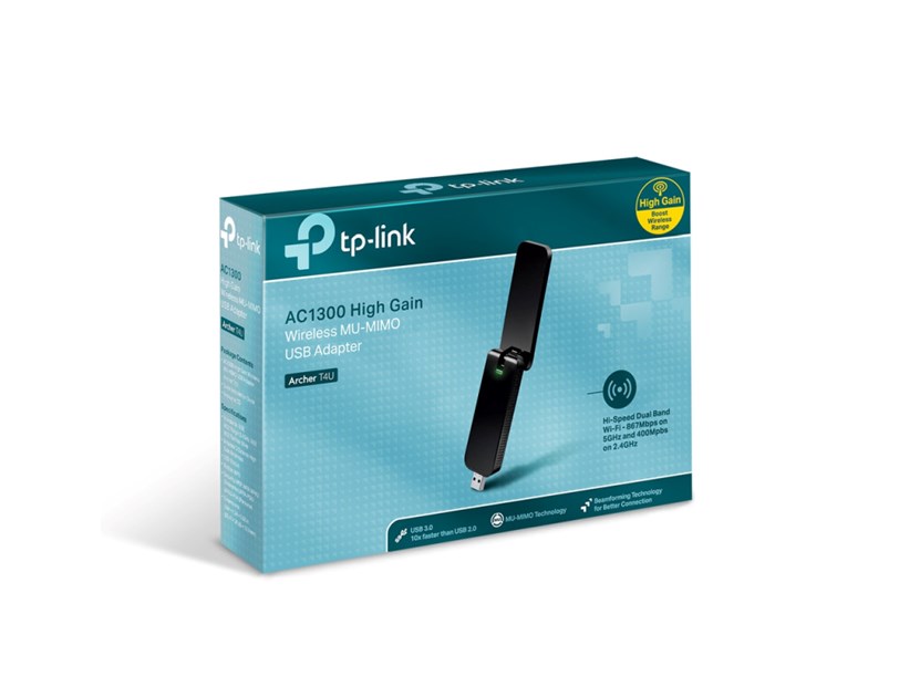 TP-Link AC1300 Archer T4U bežični Dual-Band USB3.0 adapter 400Mbps/867Mbps (2.4GHz/5GHz), 802.11a/b/g/n/ac, WPA2/WPA, WPS