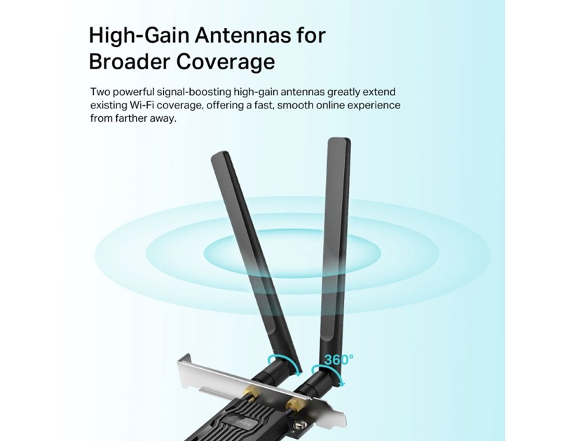 TP-Link AX1800 Archer TX20E bežični Dual-Band Wi-Fi 6 BT5.2 PCI-E adapter 574Mbps/1201Mbps (2.4GHz/5GHz), 802.11ax/ac/n/a/g/b, 2×antene