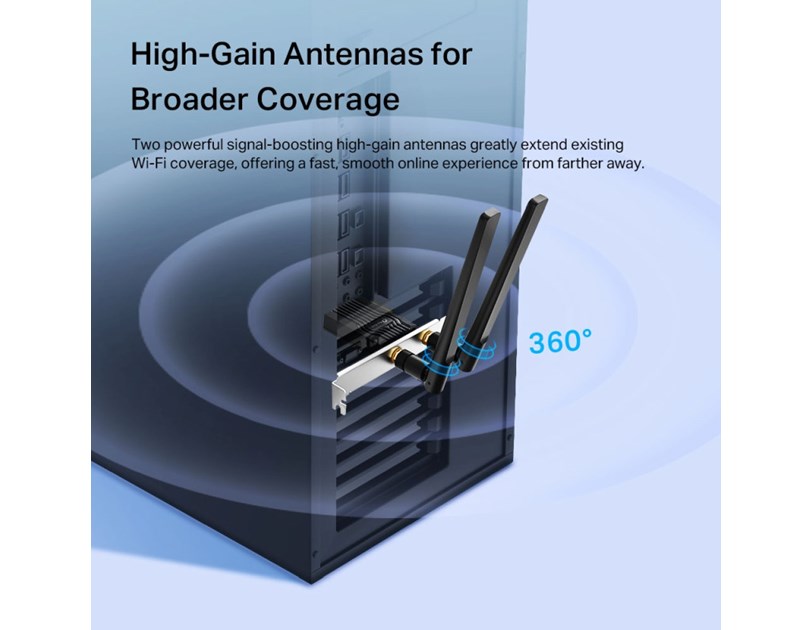 TP-Link AX3000 Archer TX55E bežični Dual-Band Wi-Fi 6 BT5.2 PCI-E adapter 574Mbps/2402Mbps (2.4GHz/5GHz), 802.11ax/ac/n/a/g/b, 2× dual band antene