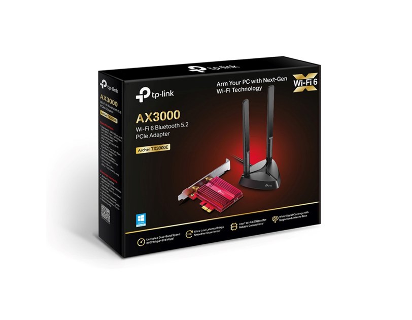 TP-Link AX3000 Archer TX3000E bežični Dual-Band Wi-Fi 6 BT5.0 PCI-E adapter 574Mbps/2402Mbps (2.4GHz/5GHz), 802.11ax/ac/n/a/g/b, 2× 5dBi antene