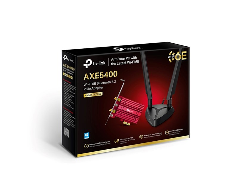 TP-Link AX5400 Archer TXE75E bežični Tri-Band Wi-Fi 6E BT5.3 PCI-E adapter 574Mbps/2402Mbps/2402Mbps (2.4GHz/5GHz/6GHz), 802.11ax/ac/n/a/g/b, 2×antene