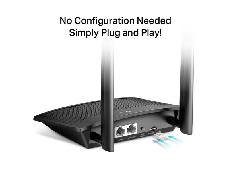 TP-Link bežični N 4G LTE usmjerivač (Router) 300Mbps (2.4GHz), 802.11b/g/n, interni 4G modem, 2×LAN/WAN, utor za SIM karticu, 2× LTE odvojive antene