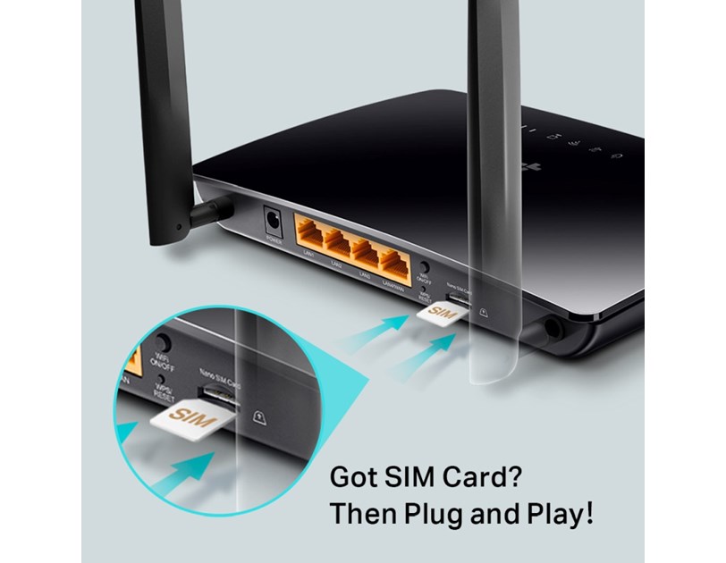 TP-Link AC1200 Archer MR400 bežični usmjerivač, Dual-Band 4G LTE, 300Mbps/867Mbps (2.4GHz/5GHz), 802.11a/b/g/n/ac, 1×WAN, 3×LAN, utor za SIM karticu, 2×odvojive antene 