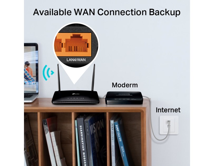 TP-Link AC1200 Archer MR400 bežični usmjerivač, Dual-Band 4G LTE, 300Mbps/867Mbps (2.4GHz/5GHz), 802.11a/b/g/n/ac, 1×WAN, 3×LAN, utor za SIM karticu, 2×odvojive antene 