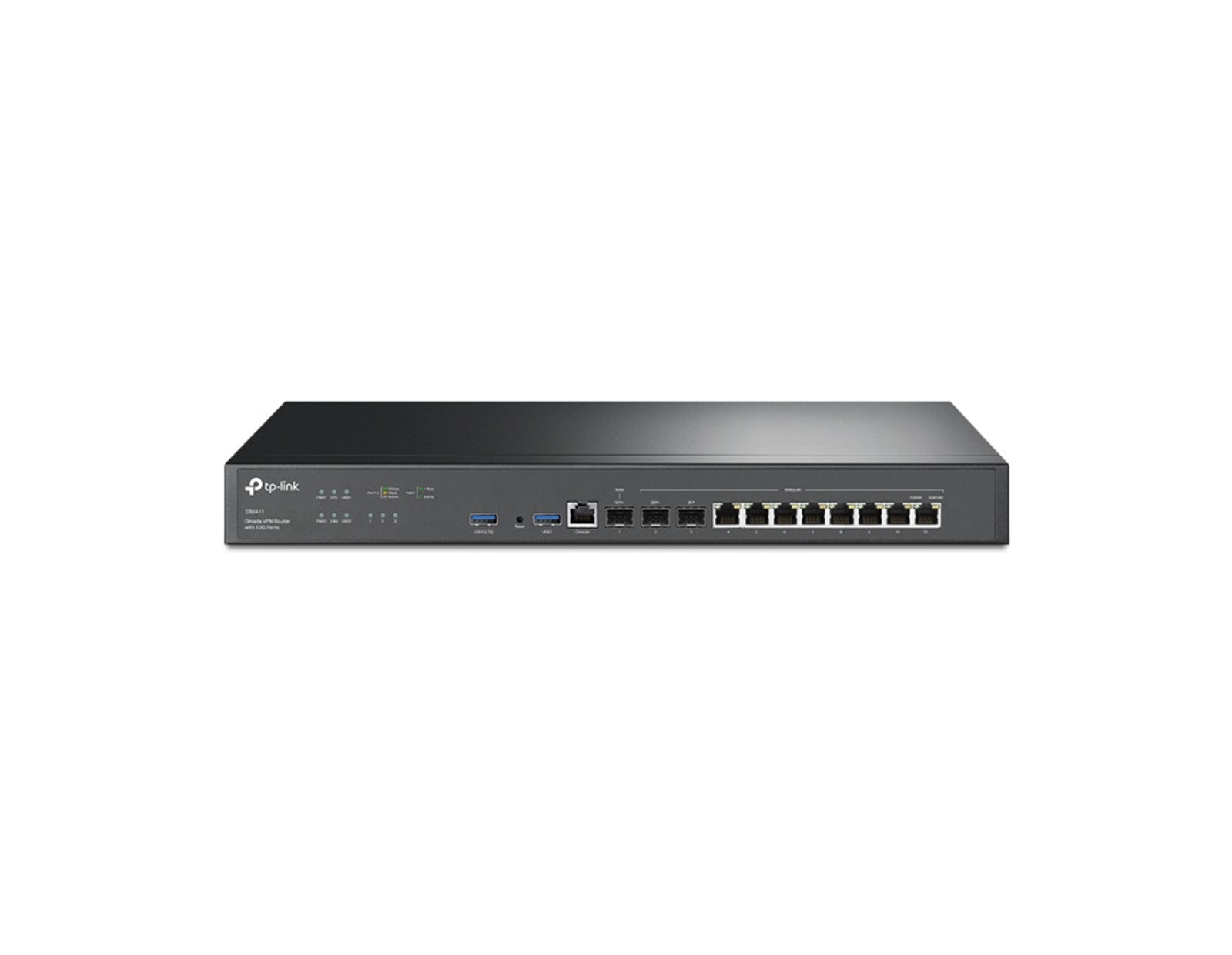 TP-Link Omada Gigabit VPN usmjerivač (Router), 2×10G-LAN SFP+, 1×G-WAN/LAN, 8×G-WAN/LAN, 1×Rj45 console, 2×USB
